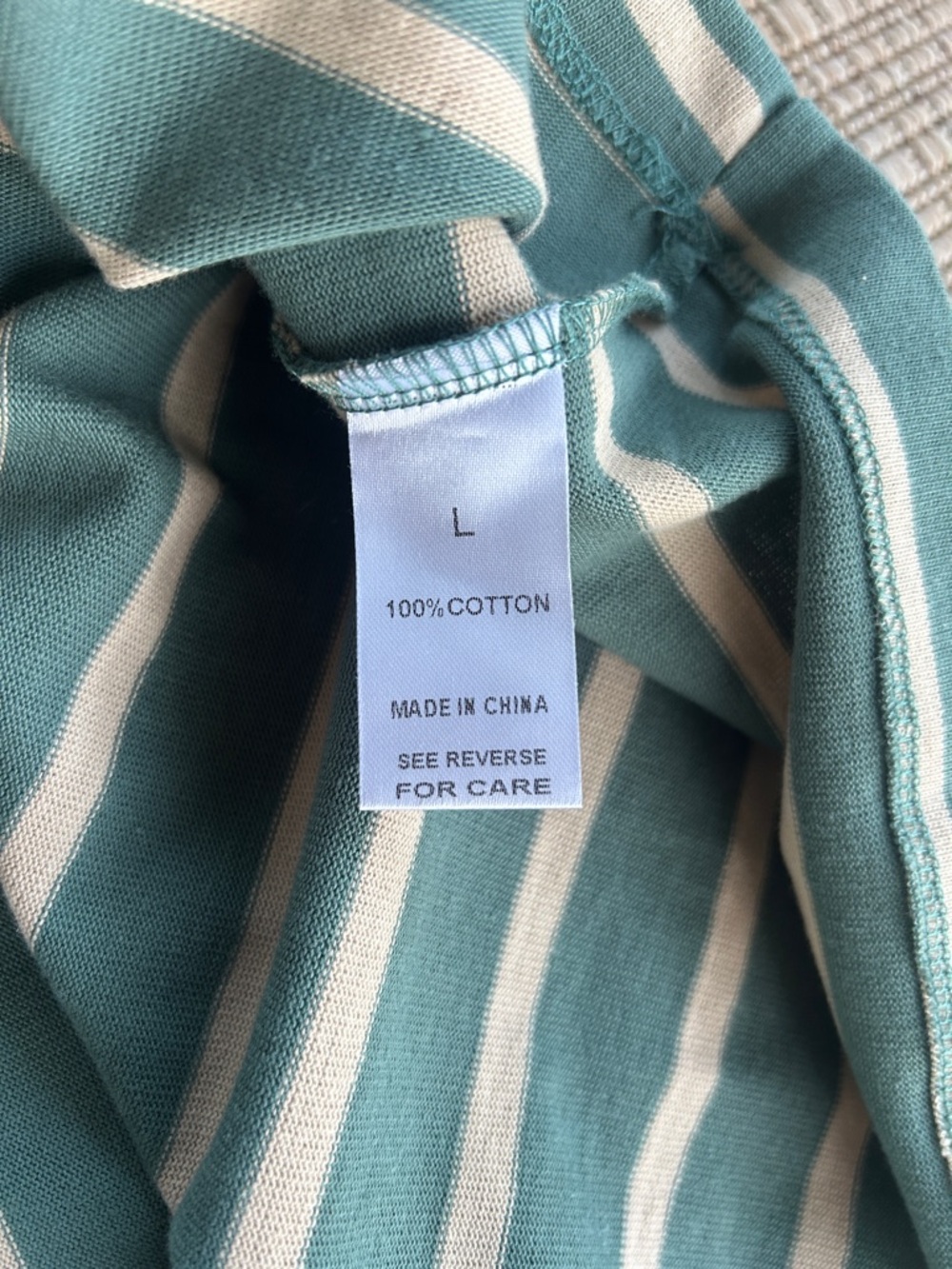 Wishlist Green and Khaki Striped Crewneck T-Shirt Dress, Size large - Picture 6 of 7